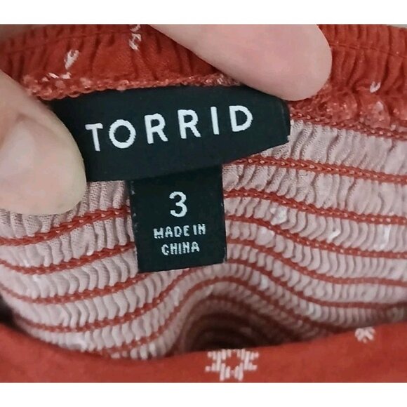 Torrid Challis Flutter Smocked Ruffle Trim Crop Top Plus Size 3 3X 22 24 Brown - Picture 4 of 9